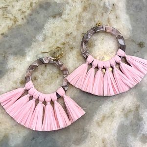 Pink Acrylic Resin Hoop Earrings